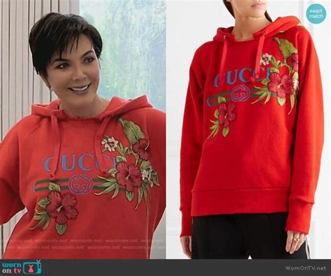 Kris’s red Gucci floral embroidered hoodie on Keeping Up